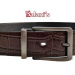 Brown Crusted PU Mens Belt W/H Silver Buckle