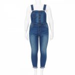 PLUS SIZE EXPOSED BUTTON OVERALLS