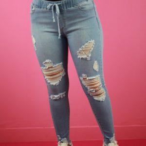 Ladies Jeans Cut Up Joggers