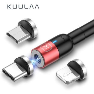 Kuulaa Magnetic Charging Cable 3 in 1 Cable,Compatible with Mirco USB, Type C Smartphone and iProduct Device