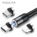 Kuulaa Magnetic Charging Cable 3 in 1 Cable,Compatible with Mirco USB, Type C Smartphone and iProduct Device