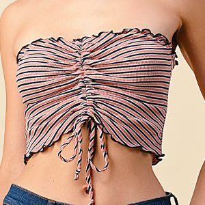 Stripe Ruched Tube Top