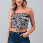 Stripe Ruched Tube Top