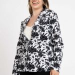Plain & Flower Print Regular & Plus Size Work Jacket