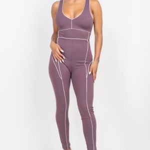 Cut-Out Sleeveless Scoop Open Back Yoga Jumpsuit