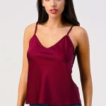 Solid Stretch Satin V-Necked Camisole Top