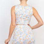 Ditsy Floral Ruching Crop Top & Skirts Set