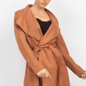 Belted Trench Faux Suede Jacket
